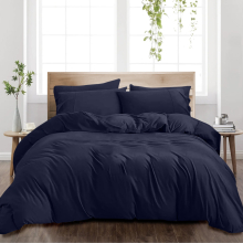 (KING, BLUE) Soft Luxury Plain Duvet Covers Bedding Sets UK