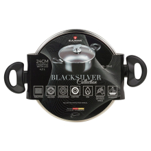 ( Matt Black, 24x11cm Casserole with Glass L...) Blaumann Cookware Frying Grill Pots Pan Saucepan Casserole Soft Touch Handle Lid
