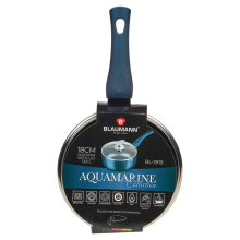 ( Aquamarine, 18x8cm - Saucepan with Glass L...) Blaumann Cookware Frying Grill Pots Pan Saucepan Casserole Soft Touch Handle Lid
