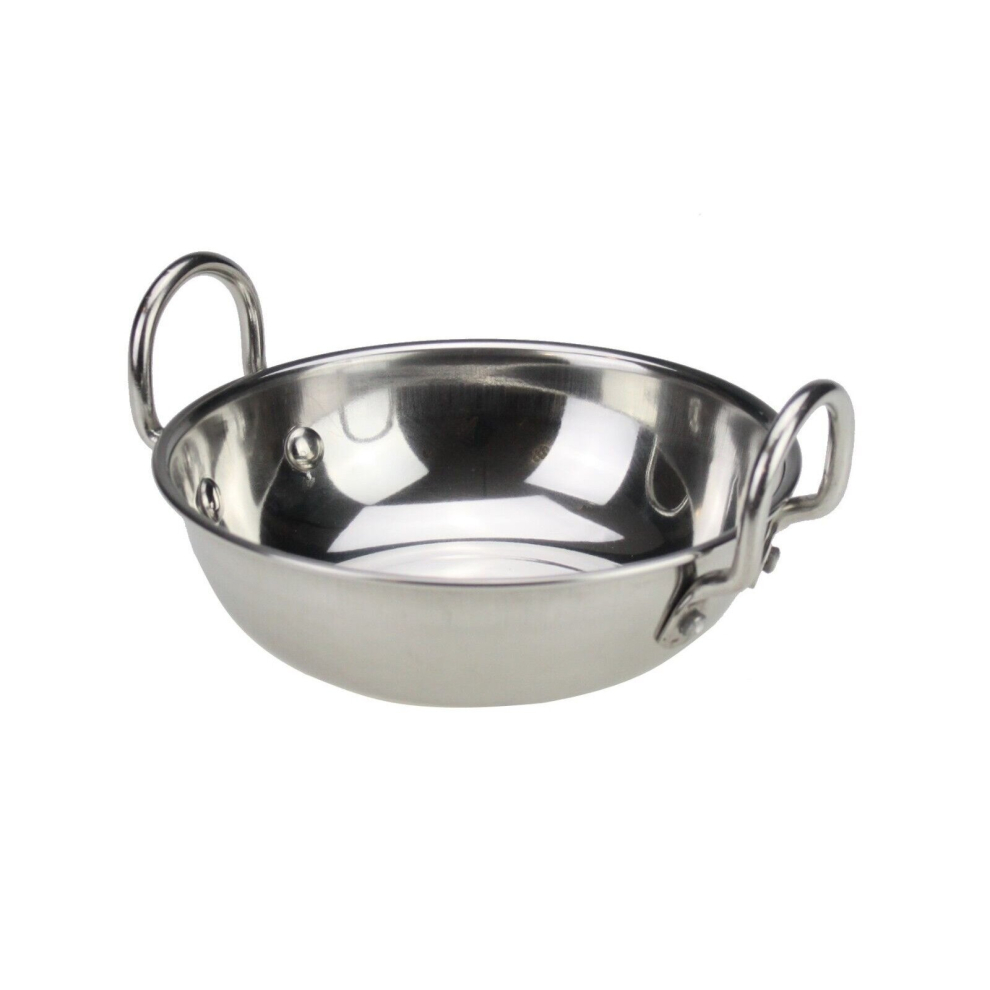 (15.5cm /6.2" - 1pc) CATERING STAINLESS STEEL BALTI DISH WITH HANDLES