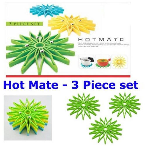 (Green) 3 Trivet for Hot Dishes Dining Table Pot, Heat 2
