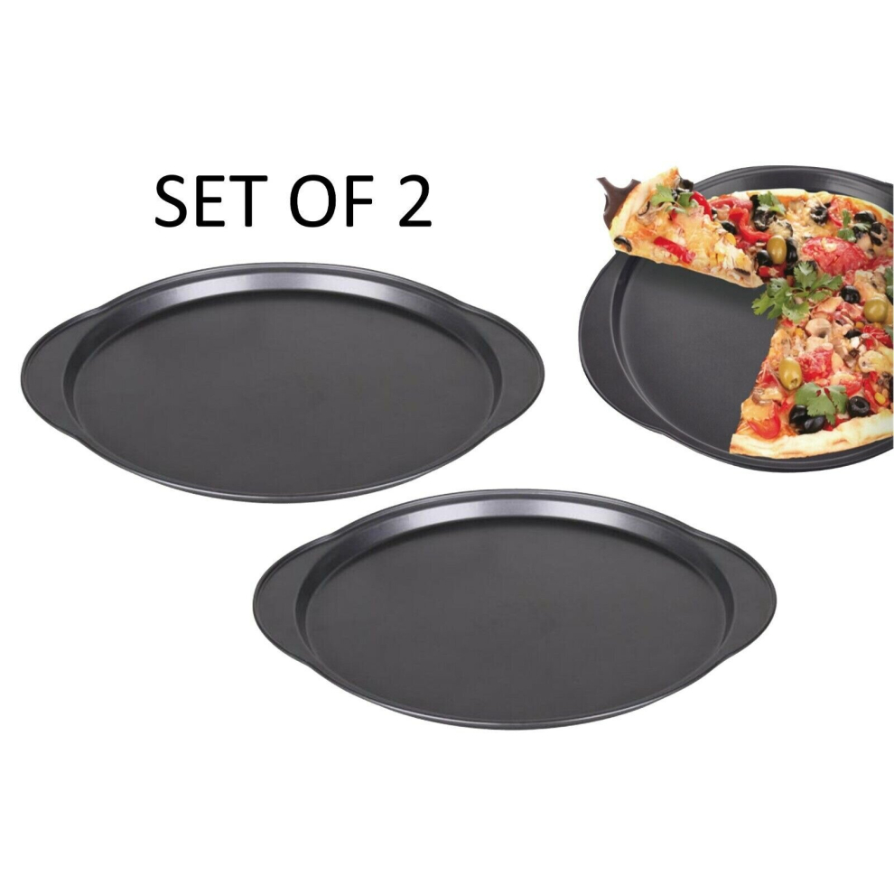 (2 Piece) Pizza Tray Pan Carbon Steel Non-Stick Pizza