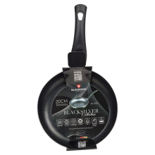 ( Matt Black, 20x4cm Frying Pan - 0.9L) Blaumann Cookware Frying Grill Pots Pan Saucepan Casserole Soft Touch Handle Lid