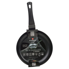 ( Matt Black, 24cm Frying Pan - 1.6L) Blaumann Cookware Frying Grill Pots Pan Saucepan Casserole Soft Touch Handle Lid