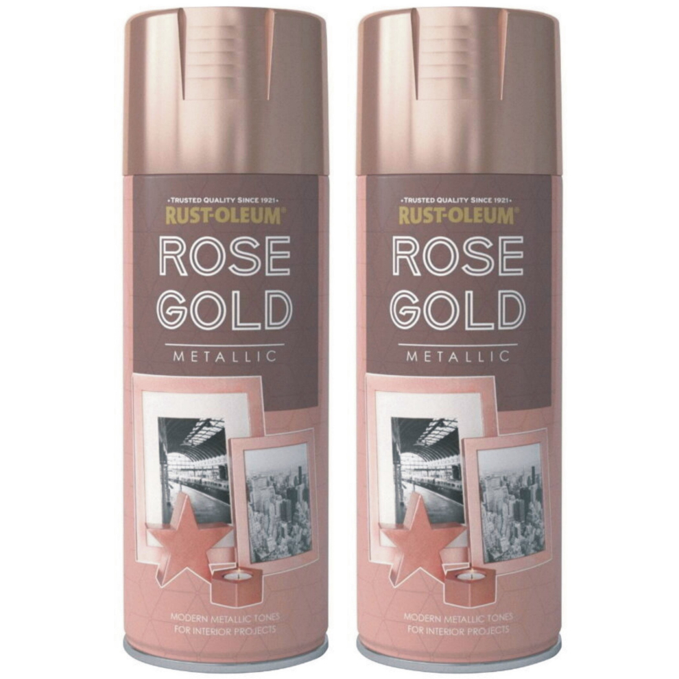 2 x 400ml Metallic Rose Gold Rust-Oleum Multi-Purpose Spray Paint