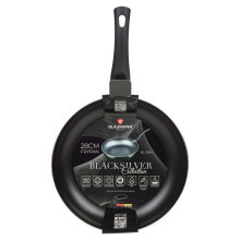 ( Matt Black, 28x5.5cm Frying Pan - 2.7L) Blaumann Cookware Frying Grill Pots Pan Saucepan Casserole Soft Touch Handle Lid
