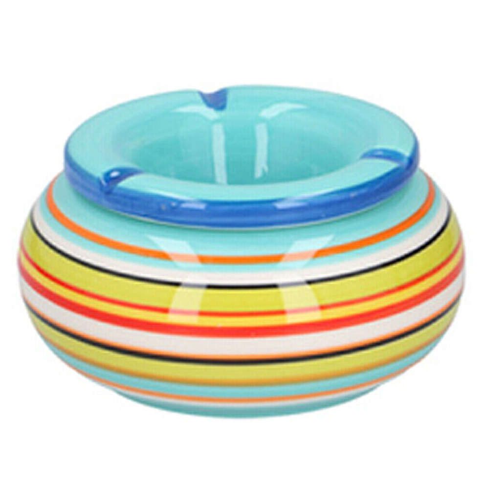 (Ceramic Stripy Round Ash Tray Ashtray With Removable Top Smoking Home Pub Garden) Ceramic Stripy Round Ash Tray Ashtray Smoking