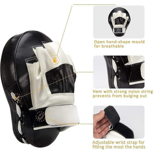 Boxing Mitts For Training - Punching Blocking Pad For Boxing - Black And White 2