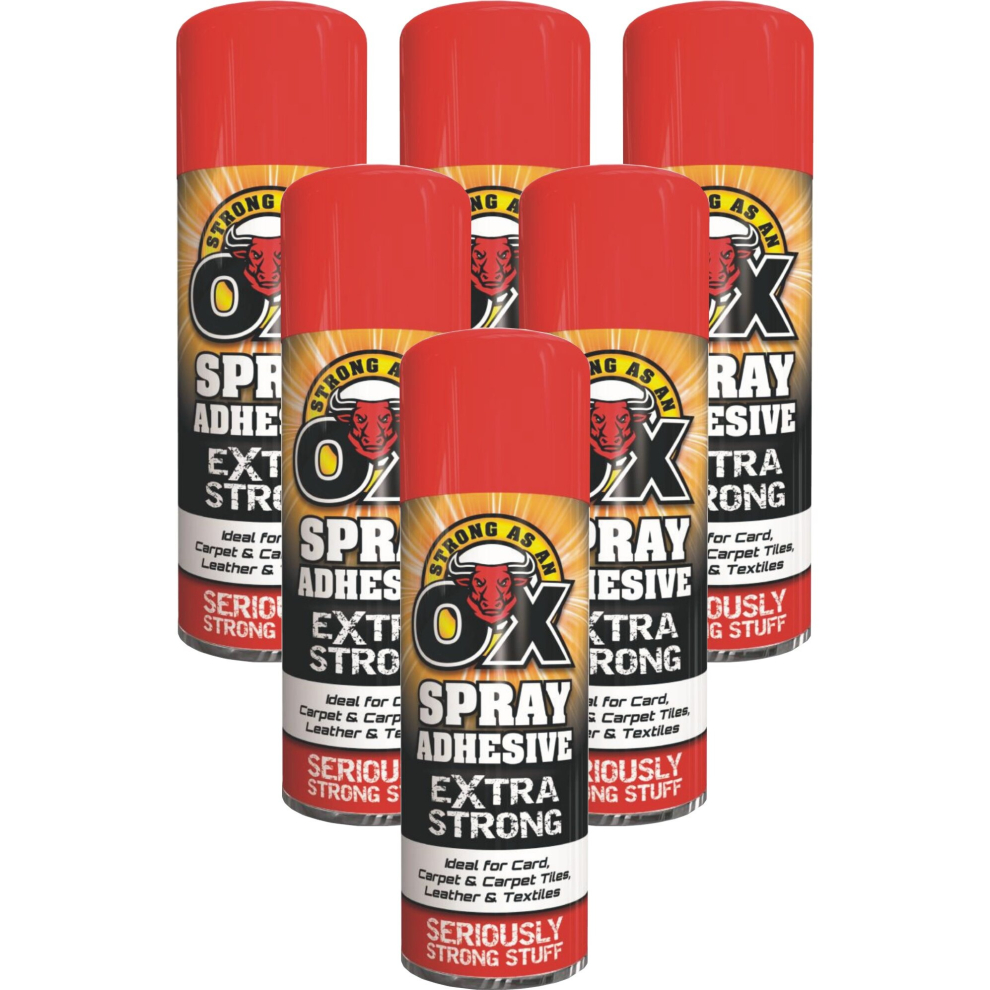 6 x 500ml Adhesive Spray Strong for Card Carpet tiles Extra Strong