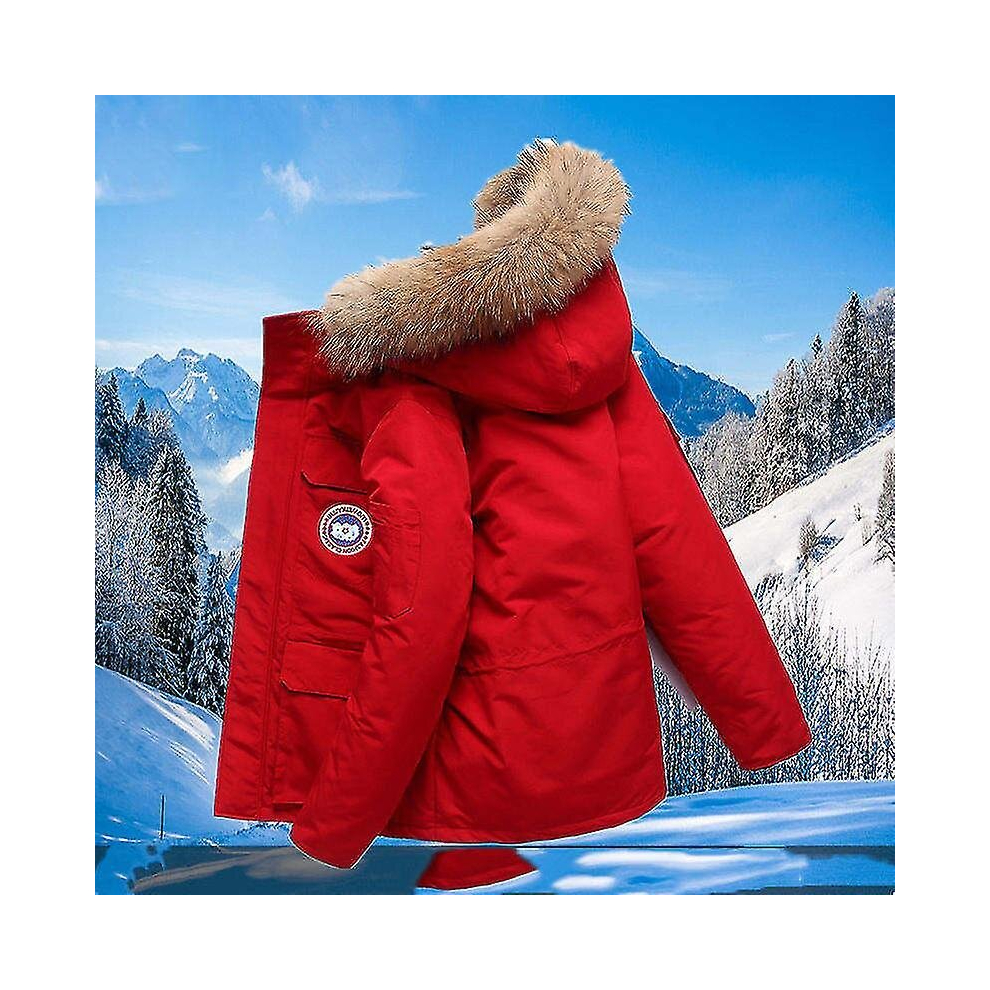 (Red, M) Canada Style Men's Goose Down Jacket Outdoor 1:1 Quality Winter Jacket