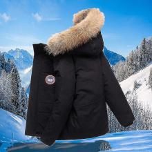 (Black, M) Canada Style Men's Goose Down Jacket Outdoor 1:1 Quality Winter Jacket
