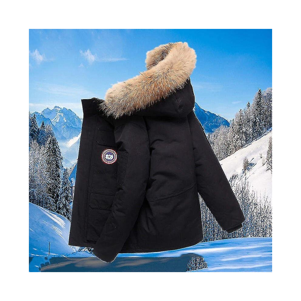 (Black, M) Canada Style Men's Goose Down Jacket Outdoor 1:1 Quality Winter Jacket