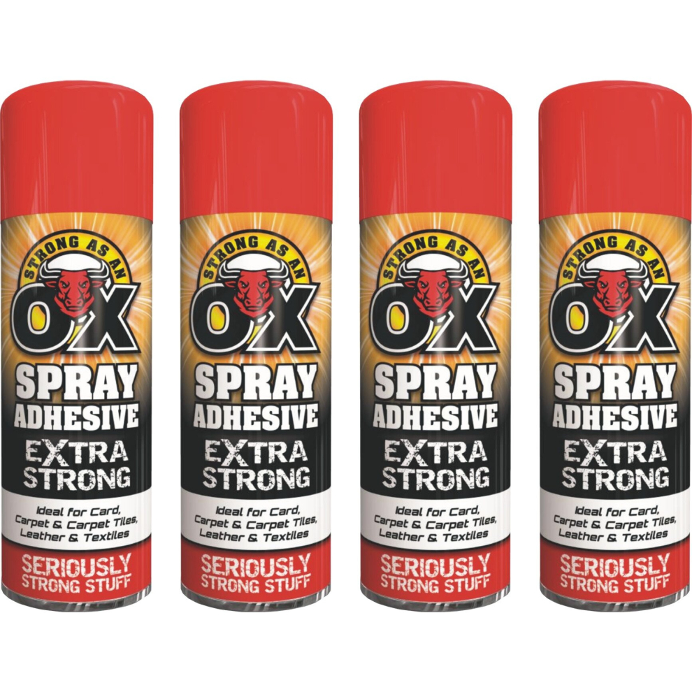 4 x 500ml Adhesive Spray Strong for Card Carpet tiles Extra Strong