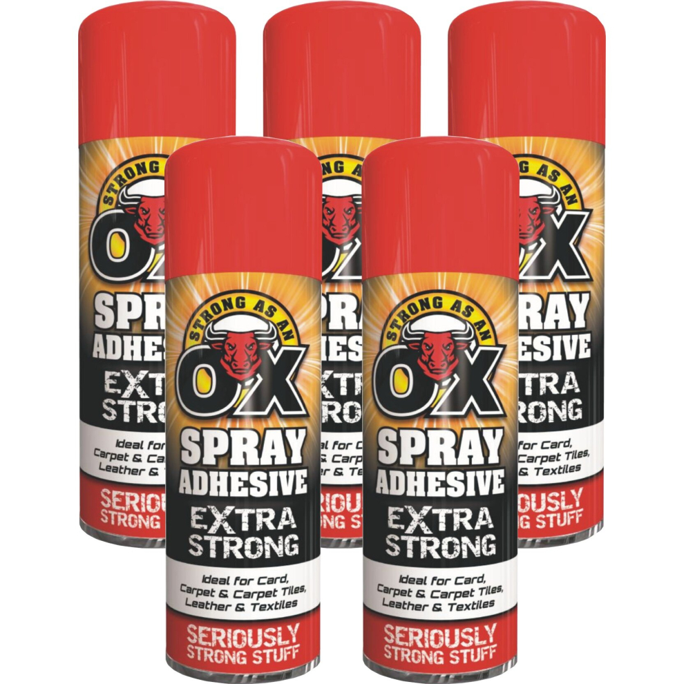 5 x 500ml Adhesive Spray Strong for Card Carpet tiles Extra Strong