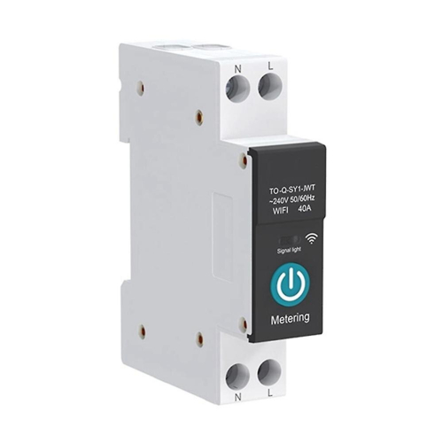 Tuya Wifi Smart Circuit Breaker 1p Din Rail For Wireless Remote Control Switch(black With Metering