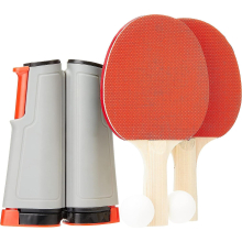 Table Tennis Set with Expanding Net to Fit Any Table,Red / Black