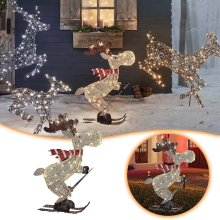 Newway Outdoor Christmas Figure Led Skiing Moose Garden Decoration Plug In Timer