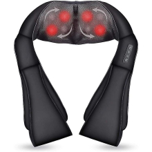 (Black) Shiatsu Neck And Back Massager With Soothing Heat, Electric Deep Tissue 3d Kneading Massage Pillow