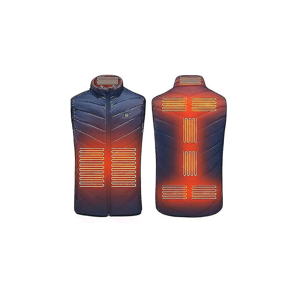 (-9 Heating Zones, S) Heated Body Warmer Ladies Men Heated Vests Heating Jacket With Usb Rechargeable Electric Thermal Vest Winter Warm Lightweigh Blue