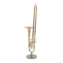 12cm Miniature Pure Copper Trombone Model With Support Mini Musical Instrument Model With Black Lea