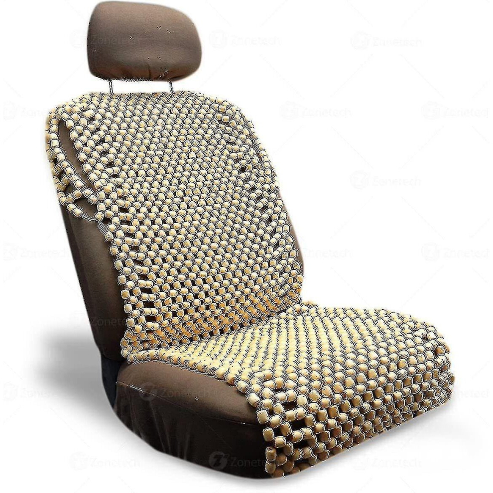 Zone Tech Car Natural Wooden Beaded Seat Cover Massage Cushion Double Strung-1Pack 6956163069429