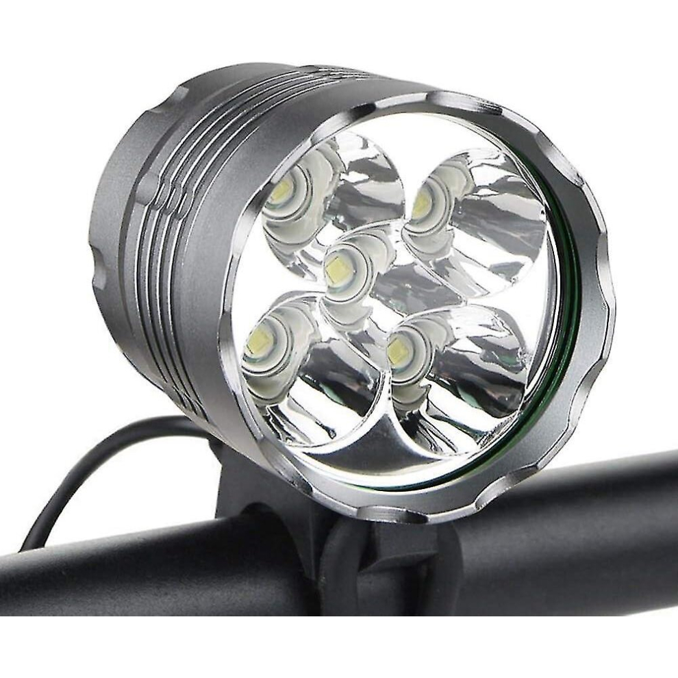 Bike Lights, 6000 Lumens 5 Led Bicycle Light,waterproof Mountain Bike Front Light With Rechargeable Battery Pack,3 Modes Bicycle Lights Front Headlamp