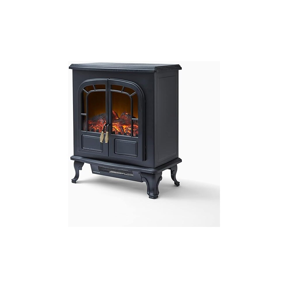 (Black) WL46019 Wingham Log Effect Stove Fire with Realistic LED Flame Effect, Adjustable Thermostat, 2000W