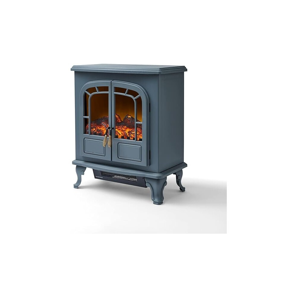 (Grey) WL46019 Wingham Log Effect Stove Fire with Realistic LED Flame Effect, Adjustable Thermostat, 2000W