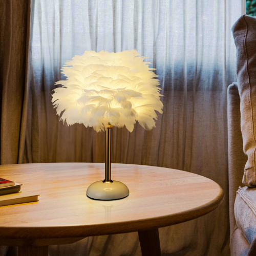 Living And Home Ceramic Feather Table Lamp with LED Light 1