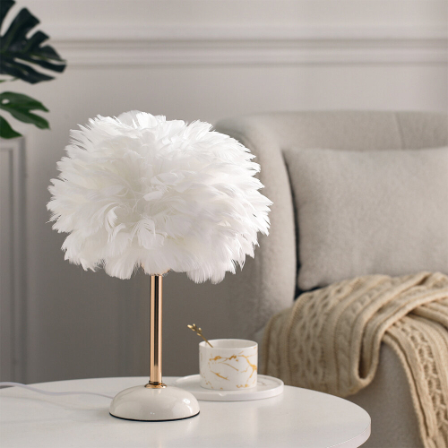 Living And Home Ceramic Feather Table Lamp with LED Light 2