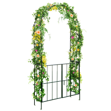 Garden Arch Arbour Trellis w/ Gate 230CM Tall Heavy-Duty Metal Arbor Archway