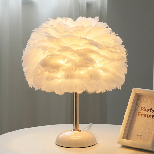 Living And Home Ceramic Feather Table Lamp with LED Light