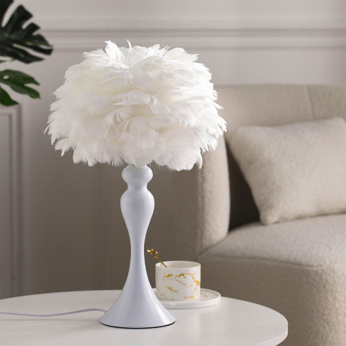 Living And Home Accent Feather Table Lamp with LED Light 2
