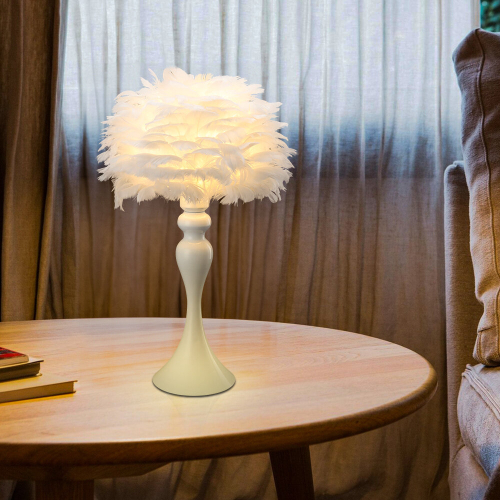 Living And Home Accent Feather Table Lamp with LED Light 1