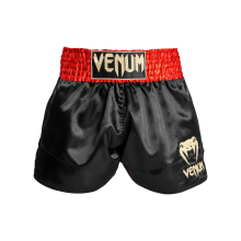 (Large ) VENUM CLASSIC MUAY THAI SHORTS - RED/BLACK/GOLD