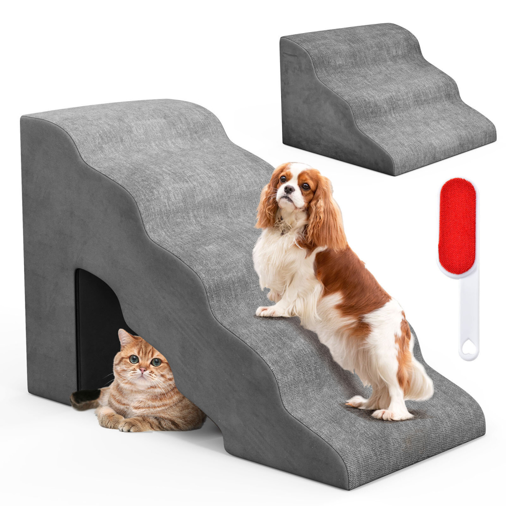 Costway 5-Tier & 3-Tier Dog Stairs Foam Dog Ramp Non-Slip Pet Ladder High-Density Sponge