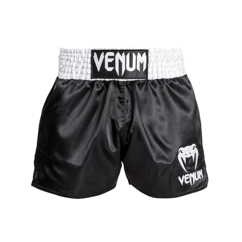 (X-Large ) VENUM CLASSIC MUAY THAI SHORTS - WHITE/BLACK/GOLD