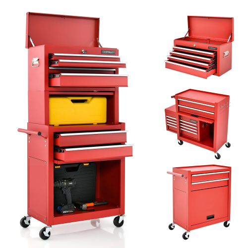 Casart Rolling Tool Chest Lockable Tool Cabinet Combo with Wheels & Drawers Adjustable 2