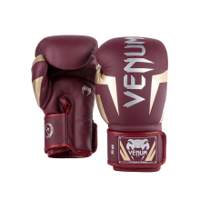 (16 oz) VENUM ELITE BOXING GLOVES - BURGUNDY/GOLD