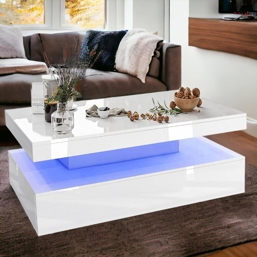 Black gloss coffee table deals with led lights