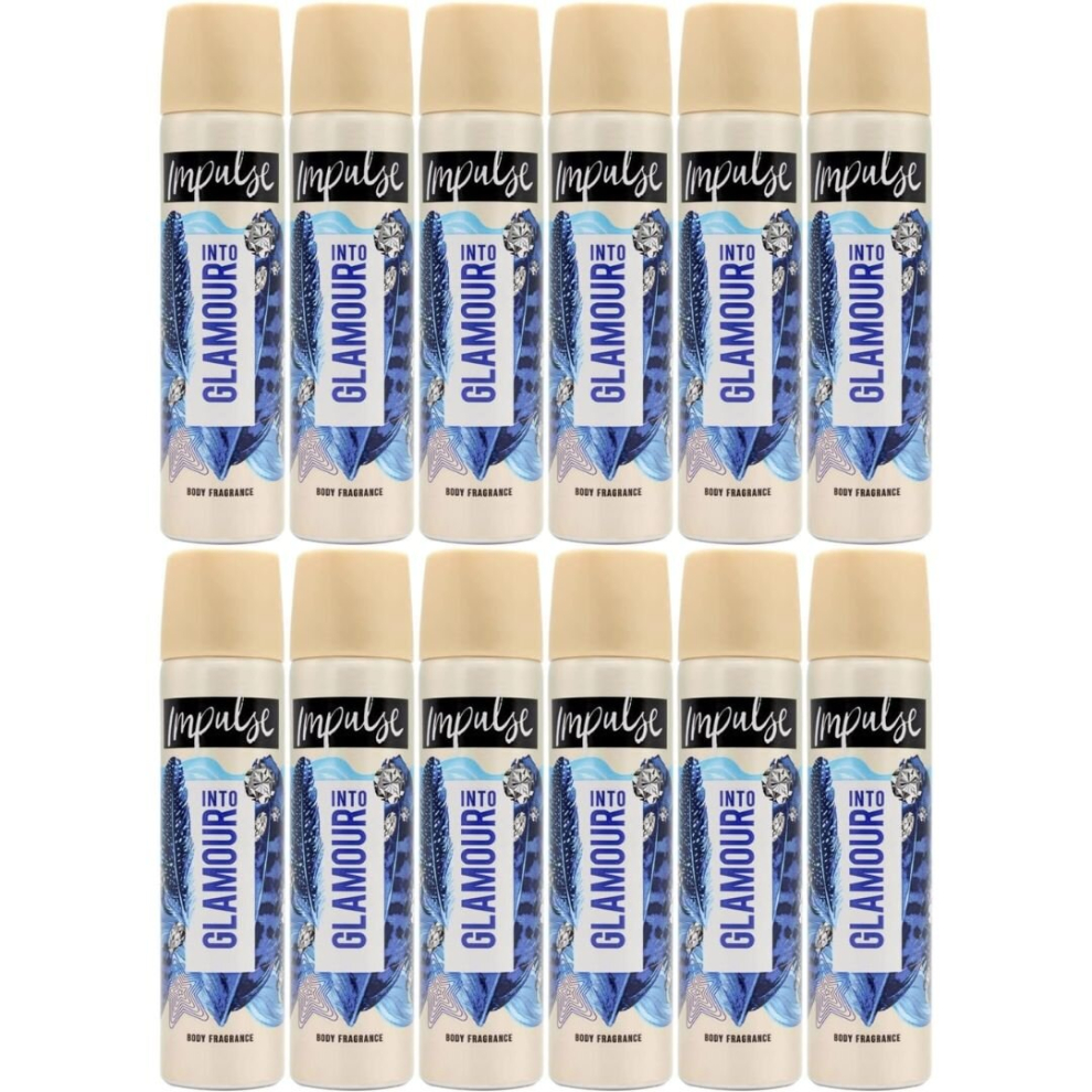 12 X Impulse Into Glamour Sandalwood and Vanilla Body Fragrance, 75ml