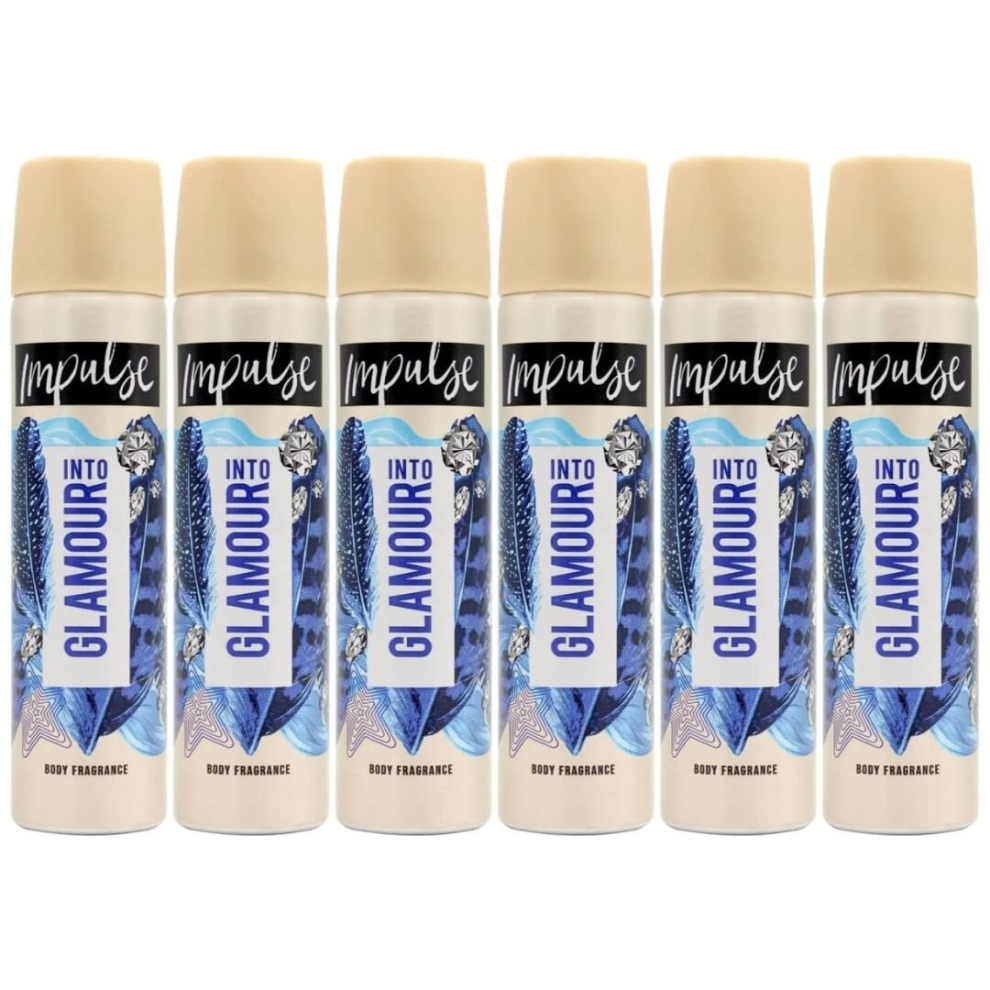 6 x Impulse Into Glamour Sandalwood and Vanilla Body Fragrance, 75ml