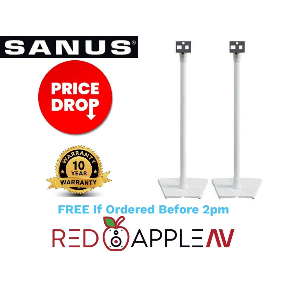 Pair Of SANUS WSS22 White Stand For SONOS One PLAY:1 & PLAY:3 Speakers