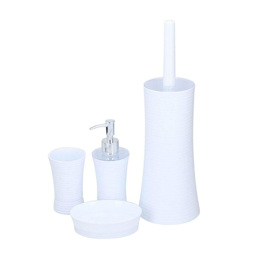 (4 Piece Bathroom Accessory Set Soap Dish Dispenser Toothbrush Toilet Brush Holde) 4 Piece Bathroom Accessory Set Soap Dish