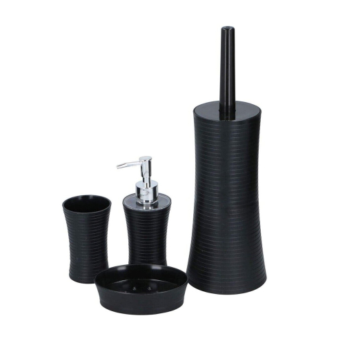 Alpina (Black) 4 Piece Bathroom Accessory Set Soap Dish