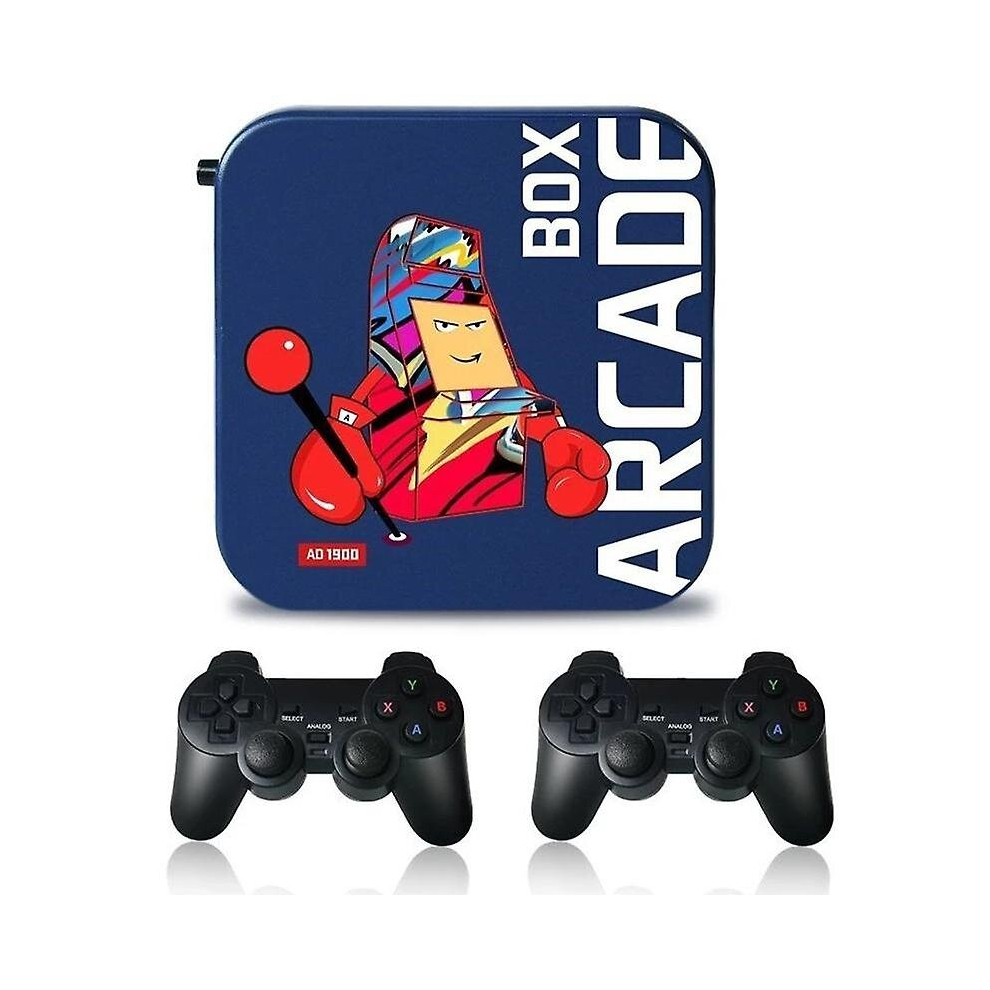 (Multicoloured B) Arcade Box 64G 3D Game Console Wireless Controller Video Game Stick Built-In 33000 Games-Uk Plug 6956163115232