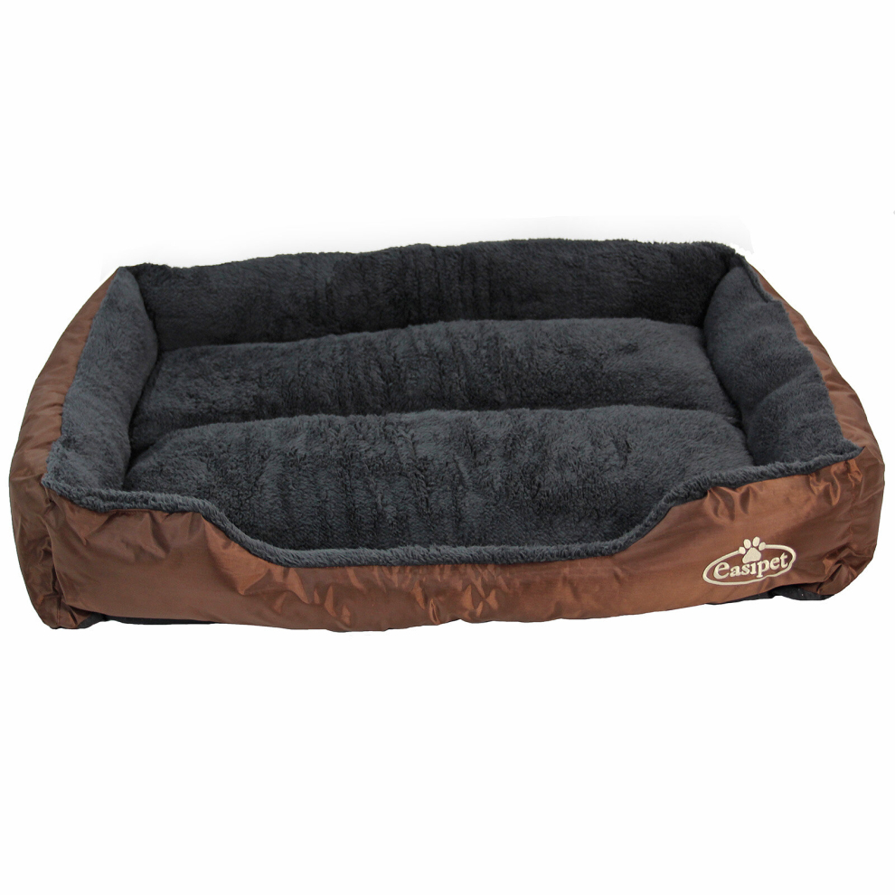 (X-Large) Easipet Faux Fur Pet Bed Brown/Grey