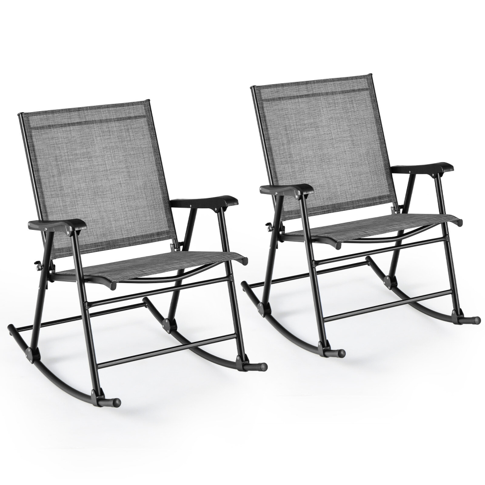 Set of 2 Folding Rocking Chair Outdoor Patio Rocker Armchair Sun Lounger