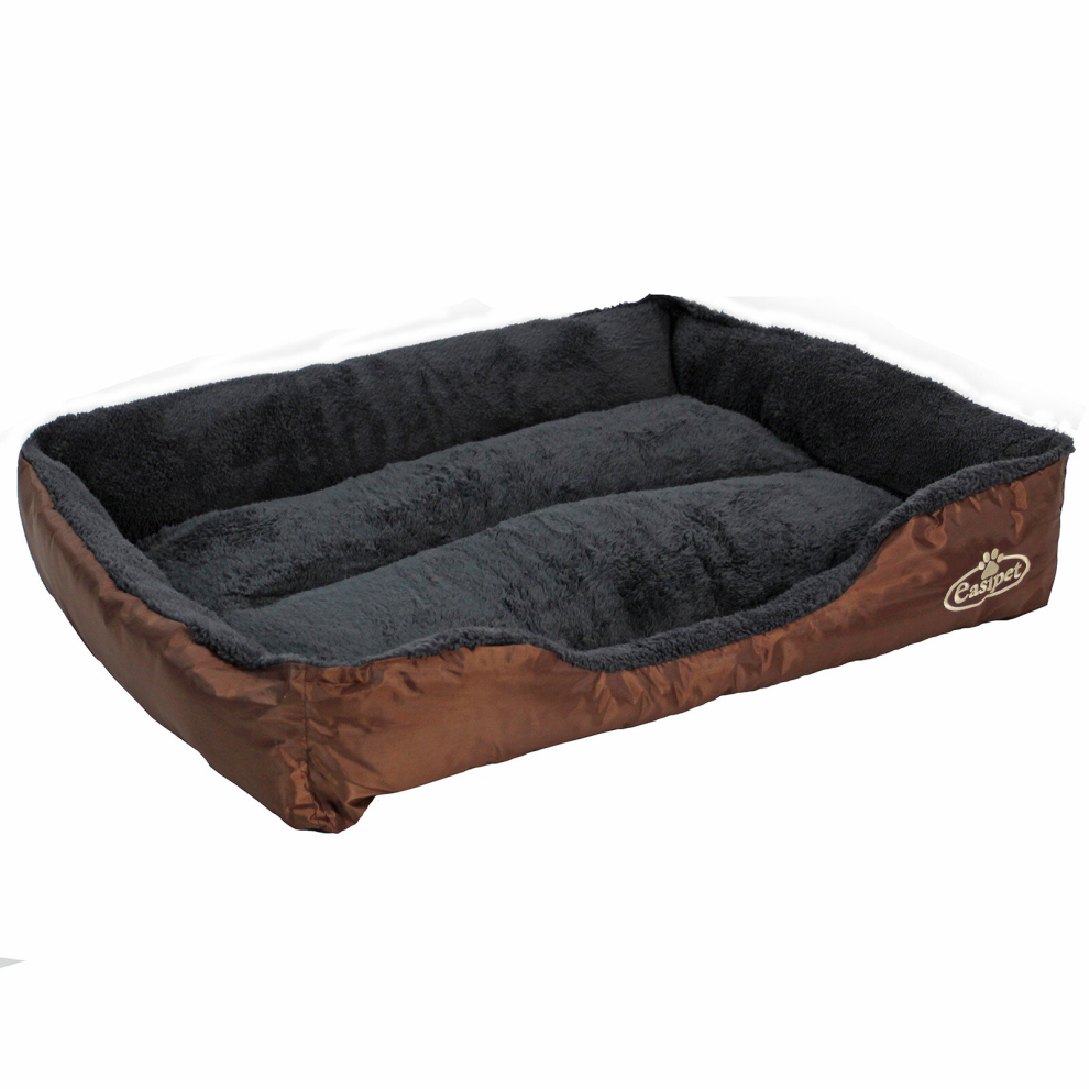 (Large) Easipet Faux Fur Pet Bed Brown/Grey