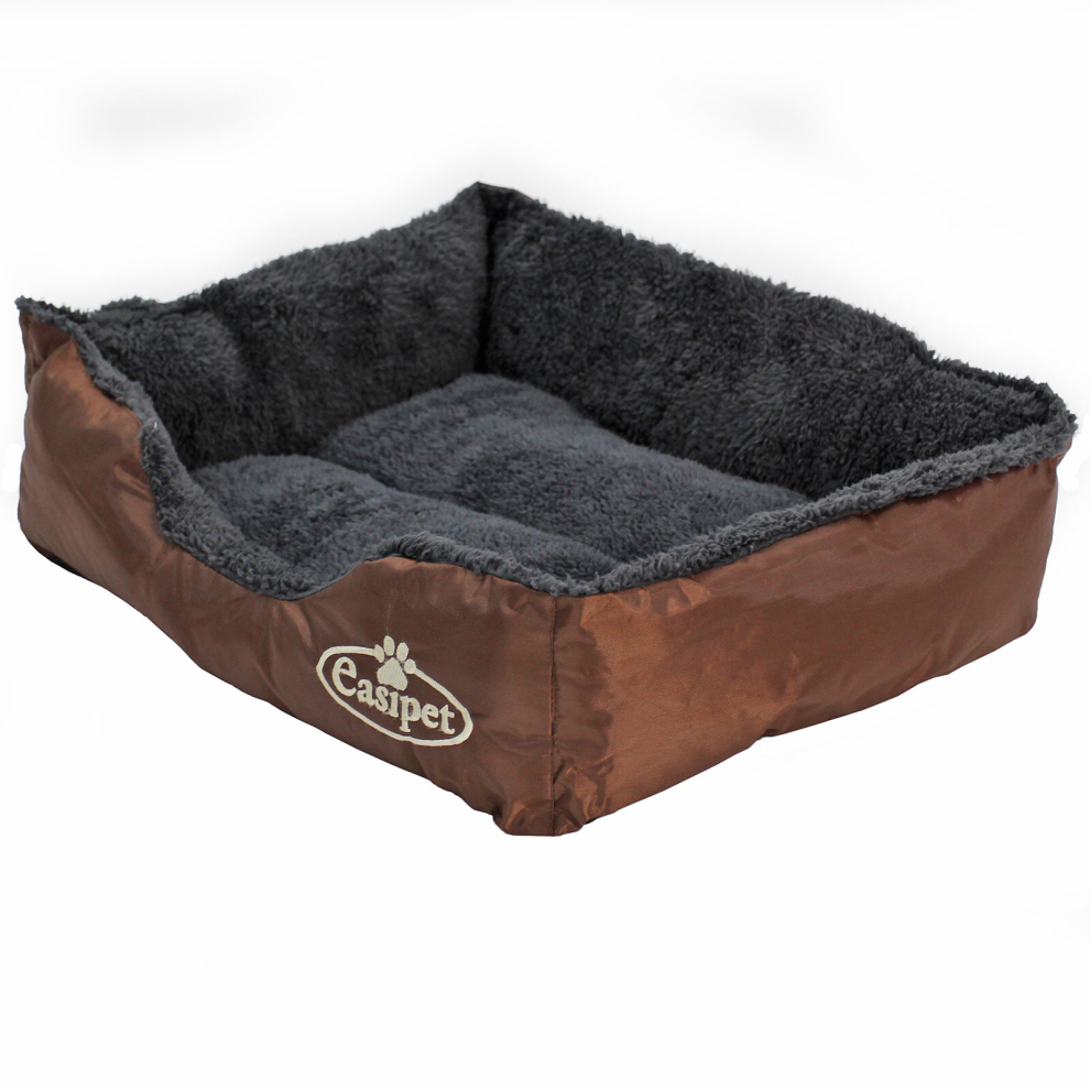 (Small) Easipet Faux Fur Pet Bed Brown/Grey